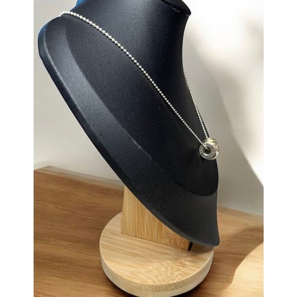 Y2K Coach 95125 Sterling Silver Pavé Crystal Rondell Pendant Necklace - Picture 4 of 10